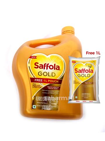 Saffola Gold, Pro Healthy Lifestyle Edible Oil Jar 5L + 1 ltr free pouch