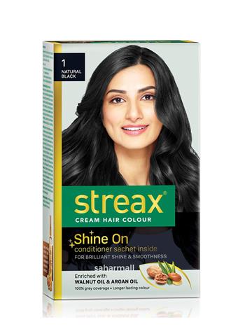Streax Cream Hair color for Women & Men | Enriched with Walnut & Argan Oil | Natural Black, 120ml