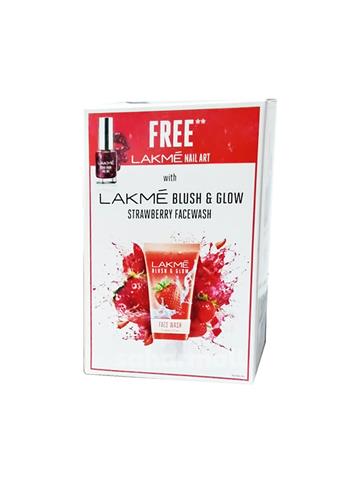 Lakme blush & Glow strawberry facewash 150gm with free lakme nail art