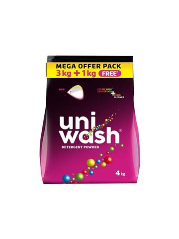 Uniwash Detergent Powder, 3+1 kg (1 kg Free)