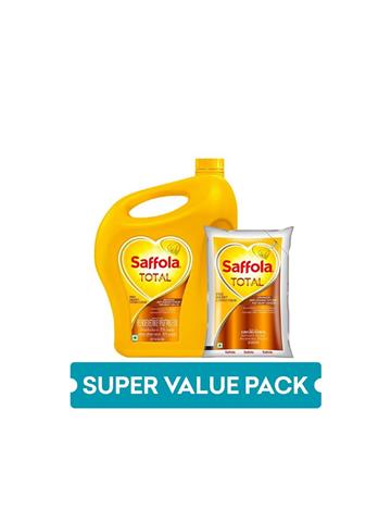Saffola Total, Pro Heart Conscious Edible Oil, Jar, 5 L Free 1 Litre Pouch